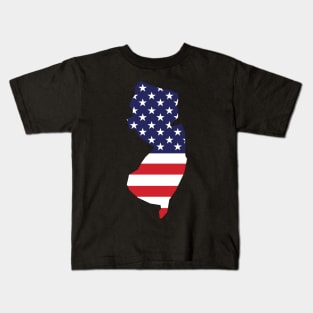 New Jersey State Shape Flag Background Kids T-Shirt